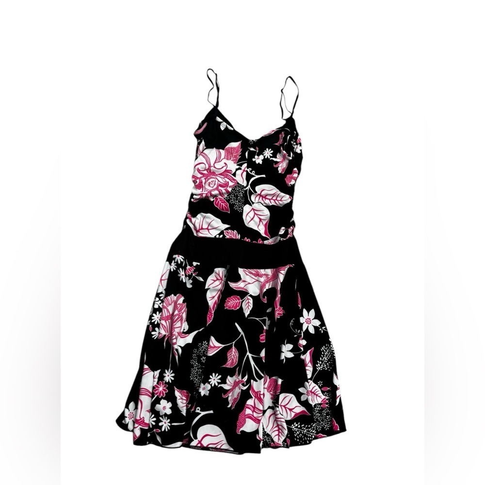 Vintage Rampage Pink Black Floral Mini Dress Stretch Strappy Y2K 90’s - Picture 10 of 13